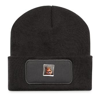 Hamster photo - Beanie recyclé à patch - charbon - Devant