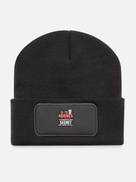 tu connaîtras mon secret je vais être grande-soeur - Beanie recyclé à patch - charbon