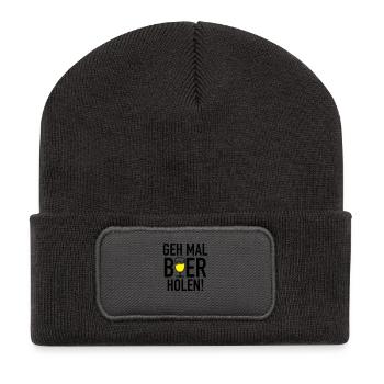Geh mal Bier holen - weiß - Recycelte Patch Beanie - Dunkelgrau - Vorne