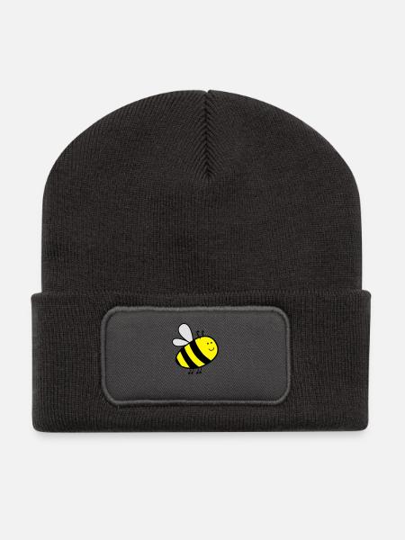 biene - Recycelte Patch Beanie - Dunkelgrau