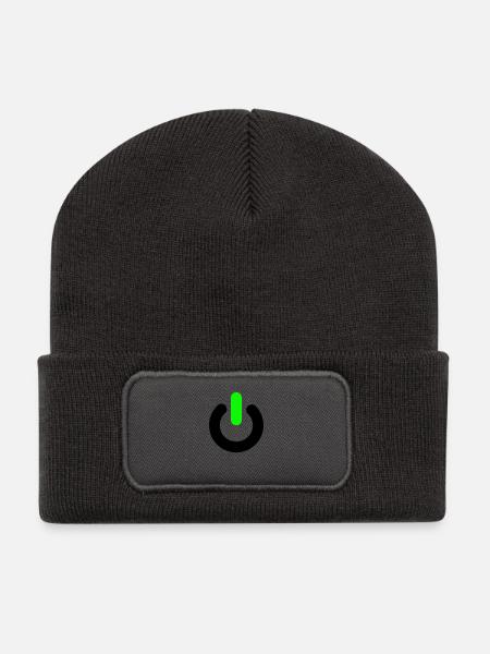 on, off, des commutateurs, pc, ordinateurs, - Beanie recyclé à patch - charbon