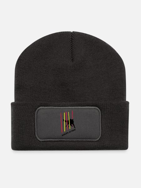 Agility Junkie_2_cb - Recycelte Patch Beanie - Dunkelgrau