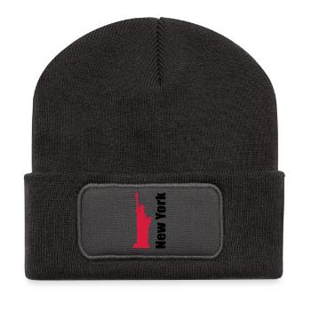 New York - Recycelte Patch Beanie - Dunkelgrau - Vorne