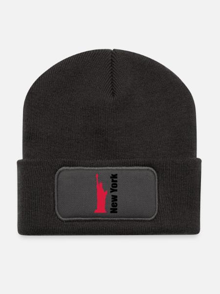 New York - Recycelte Patch Beanie - Dunkelgrau