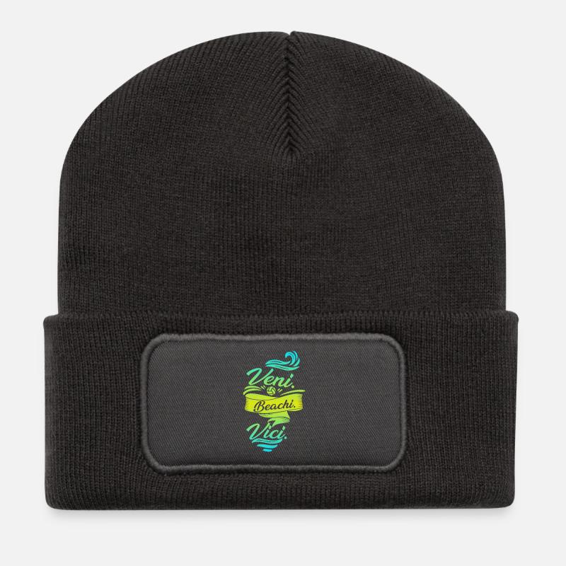 Beachvolleyball - Recycelte Patch Beanie - Dunkelgrau