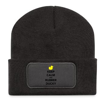Keep Calm and Rubber Ducky - Recycelte Patch Beanie - Dunkelgrau - Vorne