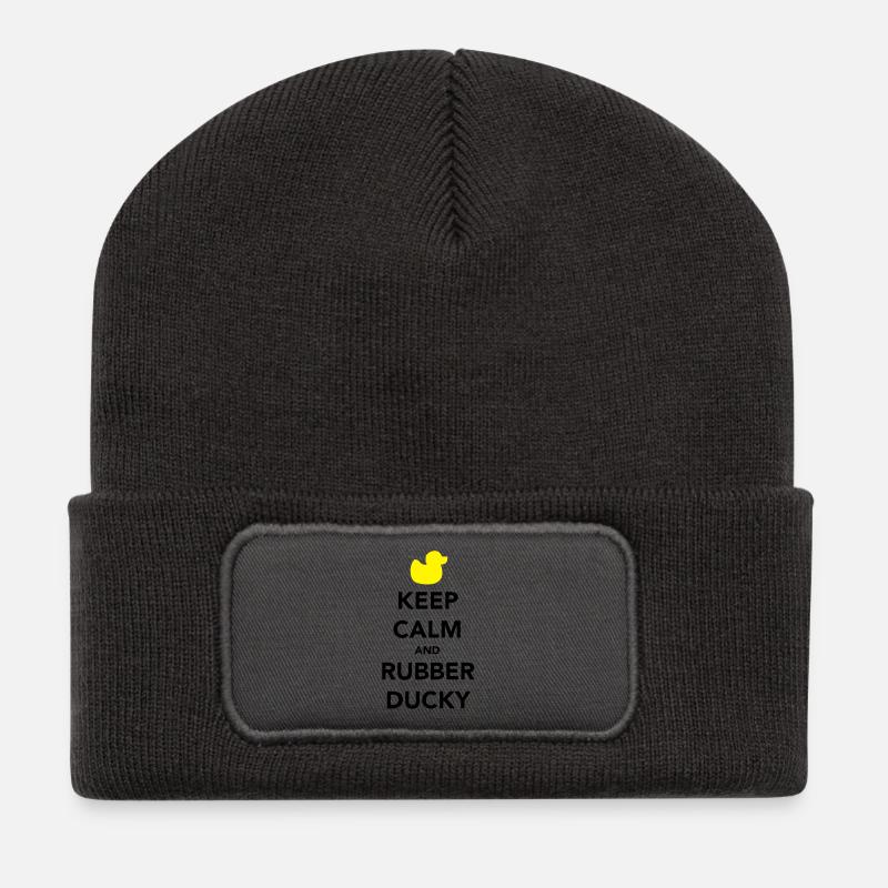 Keep Calm and Rubber Ducky - Recycelte Patch Beanie - Dunkelgrau