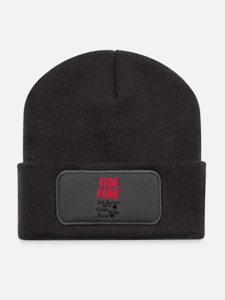 Erste Hilfe Kuss Medizin Liebe Gesundheit Geschenk - Recycelte Patch Beanie - Dunkelgrau