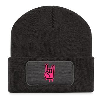 party_hand_1_f2 - Recycelte Patch Beanie - Dunkelgrau - Vorne