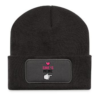 She's Mine 8-Bit - Recycelte Patch Beanie - Dunkelgrau - Vorne