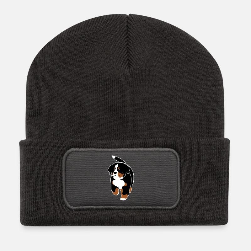 Petit motif chiot Saint-Bernard - Beanie recyclé à patch - charbon