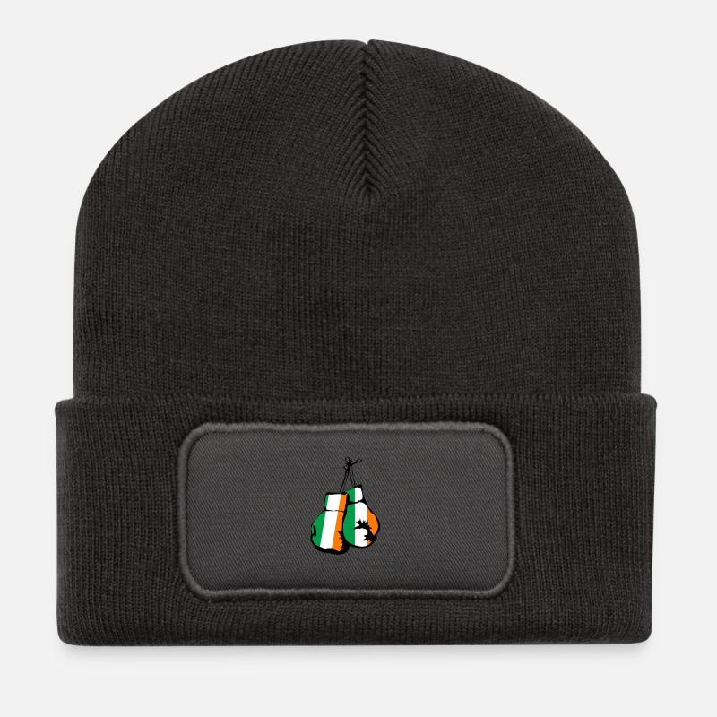 Irland Flagge Boxhandschuhe Irish Sport - Recycelte Patch Beanie - Dunkelgrau