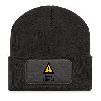 HORS SERVICE. PANNEAU. DANGER. HUMOUR. DRÔLE - Beanie recyclé à patch - charbon - Devant
