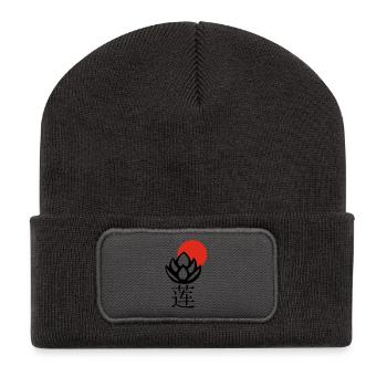 Black Lotus and Red Sun - Recycled Patch Beanie - dark grey - Front