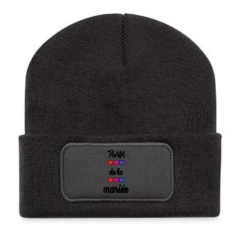 Junggesellinnenabschied. HOCHZEIT. MANNSCHAFT. TEAM BRAUT. ZUKÜNFTIGE BRAUT - Recycelte Patch Beanie - Dunkelgrau - Vorne