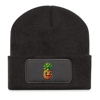Ananas - Beanie recyclé à patch - charbon - Devant