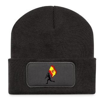 Flagge Spanien Mann läuft - Recycelte Patch Beanie - Dunkelgrau - Vorne