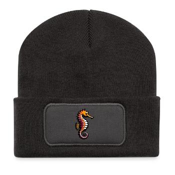 Seepferdchen - Recycelte Patch Beanie - Dunkelgrau - Vorne