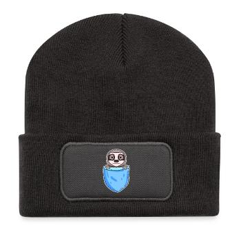 Funny Sloth Design - Recycled Patch Beanie - dark grey - Front