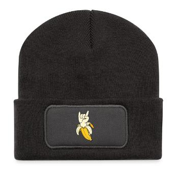 Banana Hand Gesture Illustration - Recycelte Patch Beanie - Dunkelgrau - Vorne