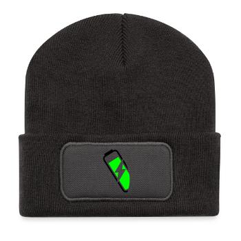 energiegeladen - Recycelte Patch Beanie - Dunkelgrau - Vorne
