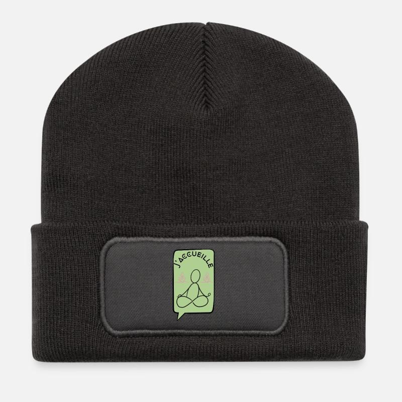 Ich freue mich - Recycelte Patch Beanie - Dunkelgrau