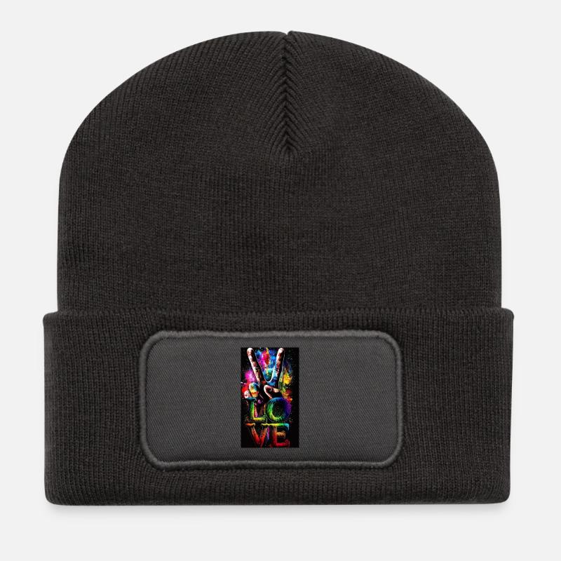 Mandala - Recycelte Patch Beanie - Dunkelgrau