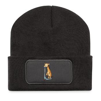 Mignonne girafe trottinette trottinette Amitié dessin animé - Beanie recyclé à patch - charbon - Devant