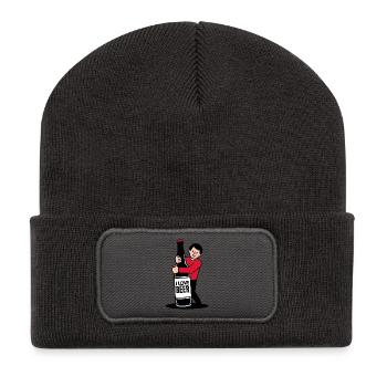 Bierliebe-Zeichentrickfilm - Recycelte Patch Beanie - Dunkelgrau - Vorne