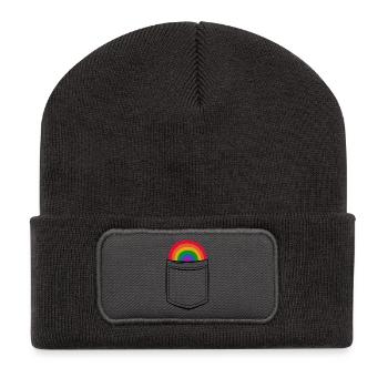 Pride Rainbow in Pocket - Chest Pocket - Recycled Patch Beanie - dark grey - Front