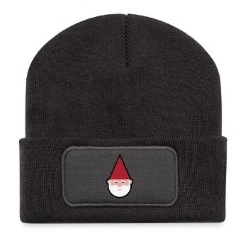 Gnom mit rotspitzem Hut - Recycelte Patch Beanie - Dunkelgrau - Vorne
