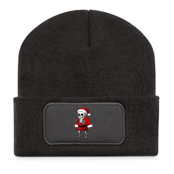 Weihnachten Skelett / Thanksgiving - Recycelte Patch Beanie - Dunkelgrau - Vorne
