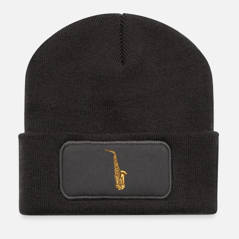 Saxophone saxophone - Beanie recyclé à patch - charbon