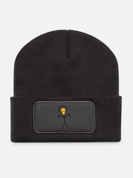 Light Bulb - Recycled Patch Beanie - dark grey