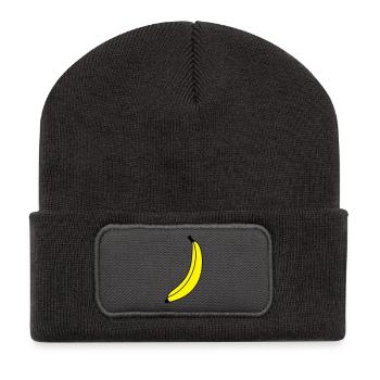 Leuchtend gelbe Banane - Recycelte Patch Beanie - Dunkelgrau - Vorne