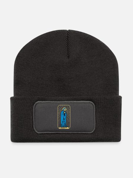 Heilige Maria ohne Hintergrund - Recycelte Patch Beanie - Dunkelgrau