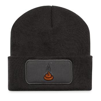 Dampfender Scheißhaufen mit Fliegen - Recycelte Patch Beanie - Dunkelgrau - Vorne