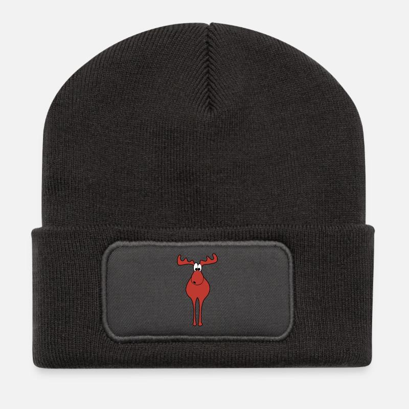 Elch Weihnachten - Recycelte Patch Beanie - Dunkelgrau