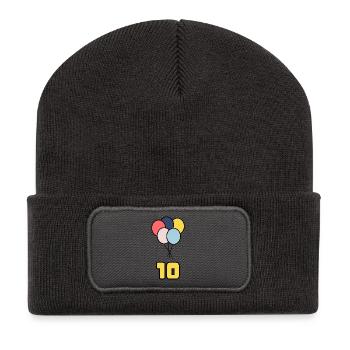 10. 10 JAHRE. 10. Jahrestag. JUBILÄUM 10 JAHRE. - Recycelte Patch Beanie - Dunkelgrau - Vorne