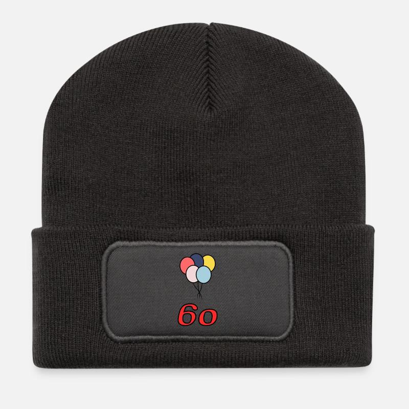 60. 60 JAHRE. 60-JÄHRIGES JUBILÄUM. 60. GEBURTSTAG. - Recycelte Patch Beanie - Dunkelgrau