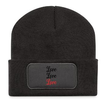 VALENTINE'S DAY. Bachelorette party. I LOVE YOU. I LOVE YOU. LOVE - Recycled Patch Beanie - dark grey - Front