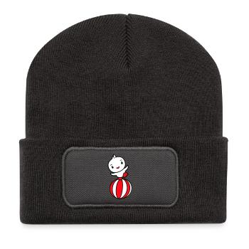 Ente steht balanciert Ball Zirkus Trick Strandball - Recycelte Patch Beanie - Dunkelgrau - Vorne