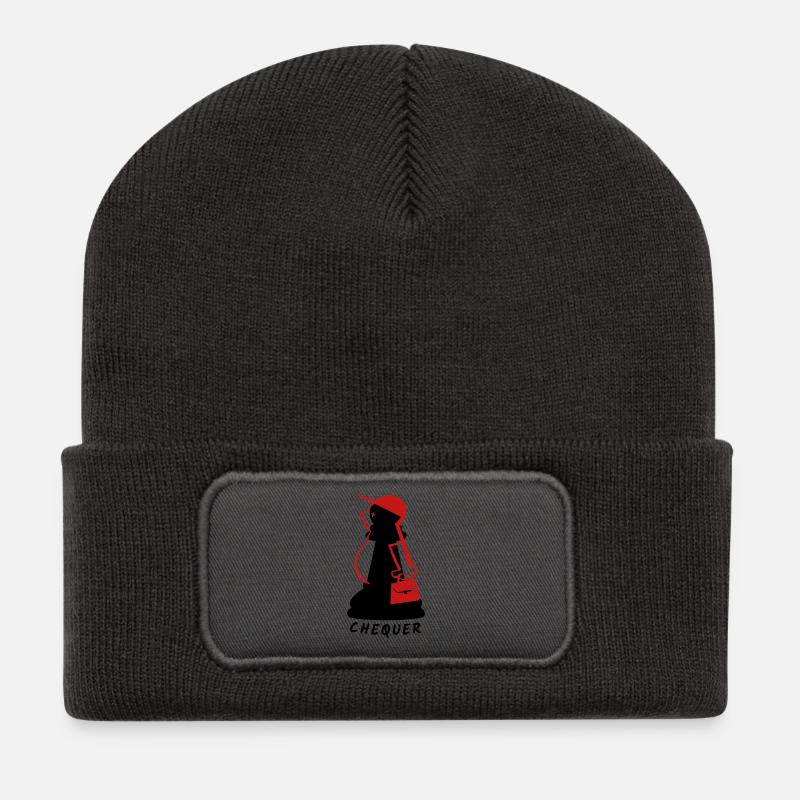Chequer - Recycelte Patch Beanie - Dunkelgrau