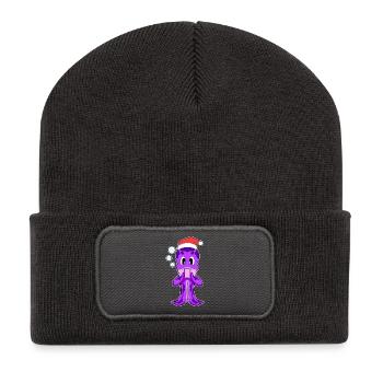 Poker de Noël Octopus - Beanie recyclé à patch - charbon - Devant