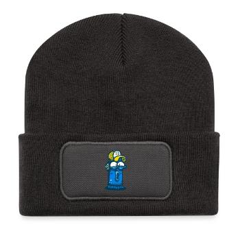Aerosoldose mit Graffiti-Gesicht - Recycelte Patch Beanie - Dunkelgrau - Vorne