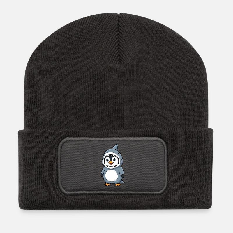 Karneval Pinguin Verkleidung Hai Kostüm Spaß - Recycelte Patch Beanie - Dunkelgrau