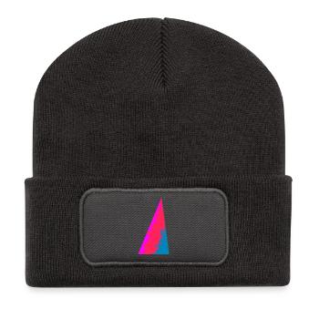 Couleurs unies, abstraites, couleurs géométriques - Beanie recyclé à patch - charbon - Devant