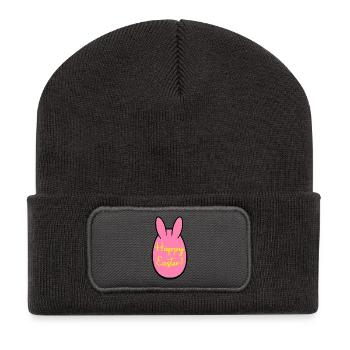 Joyeux lapin de Pâques - Beanie recyclé à patch - charbon - Devant