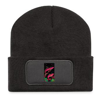 Des baleines au cosmos néon dans la mer des étoiles - Beanie recyclé à patch - charbon - Devant