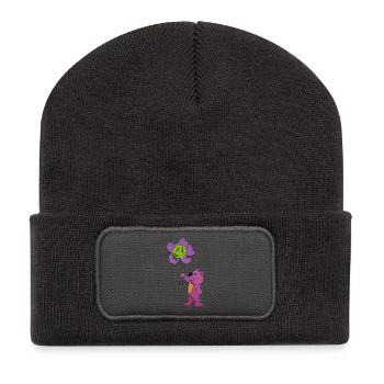 Panda ami fleur rose - Beanie recyclé à patch - charbon - Devant